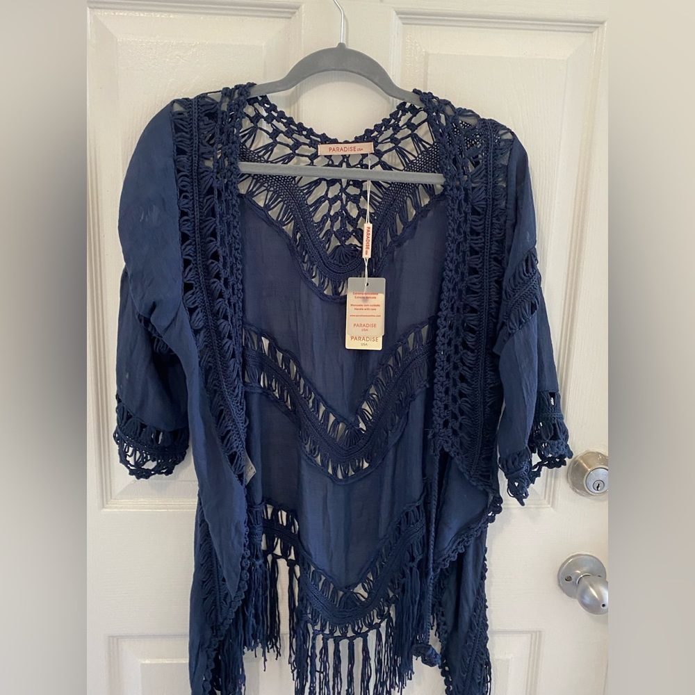 Navy blue crochet cover up brand new